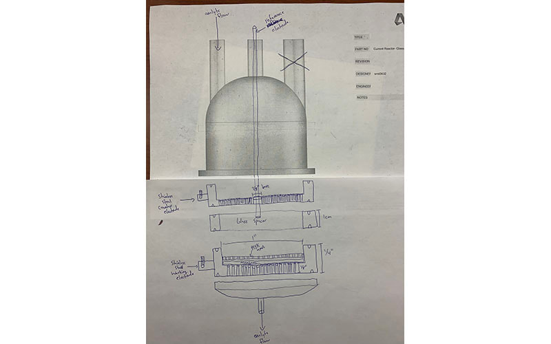 Hand drawing of the potential flow reactor.